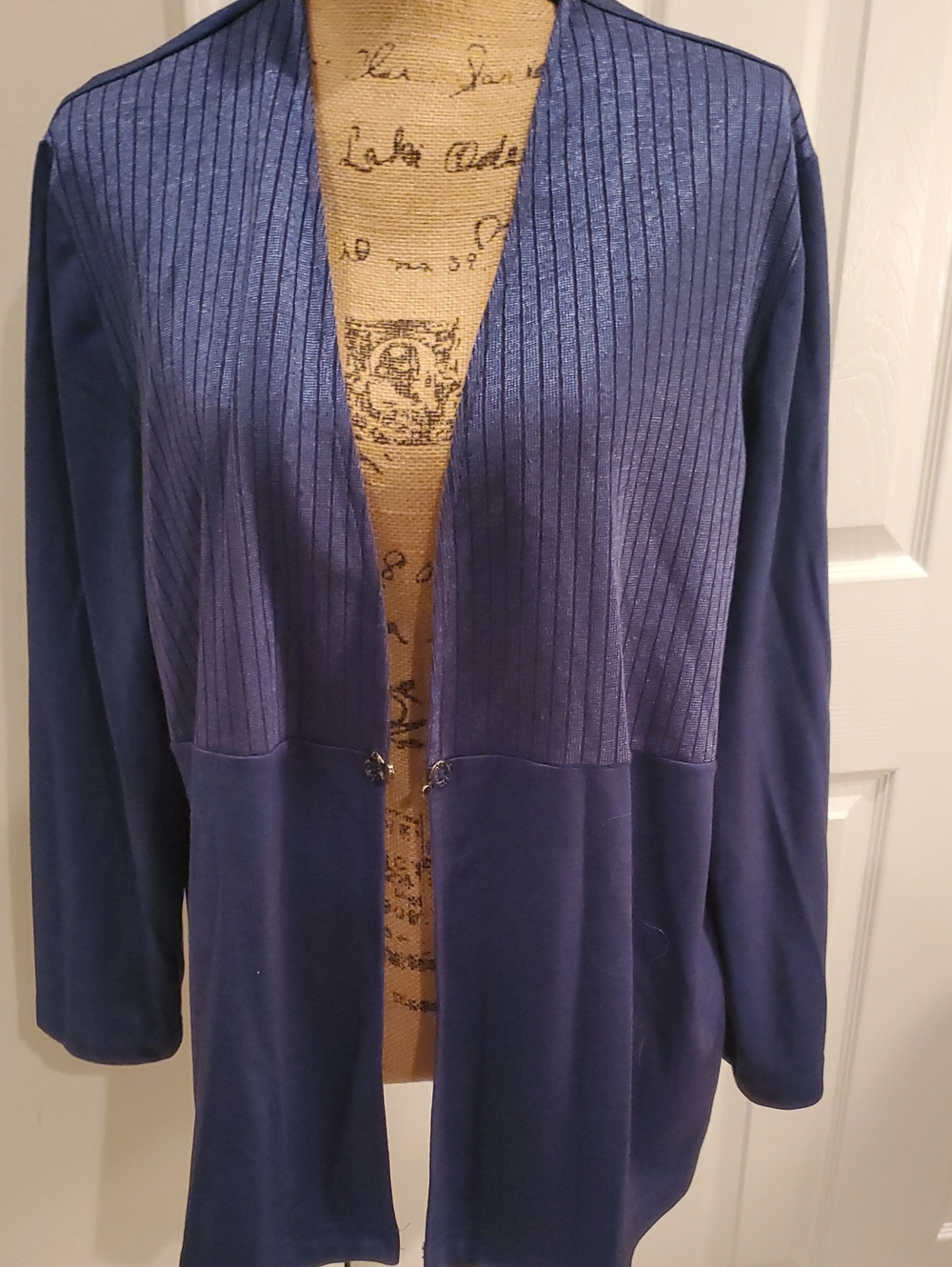 Blue Ribbed Longline Jacket Like New